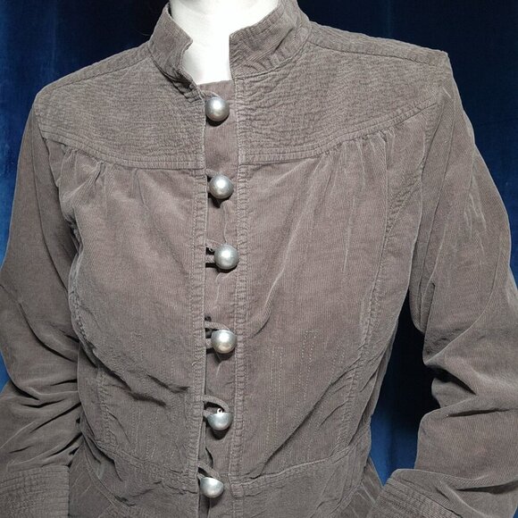 Vintage 90s preppy Cherokee military brown corduroy jacket with gold buttons - Picture 4 of 15